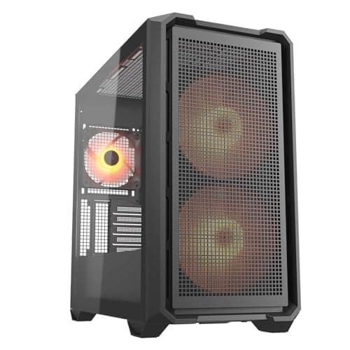 Cougar MX600 Mini-RGB-Mini-Turm-Gehäuse, 2 x 160 mm PWM Kühlungslüfter, erweiterbar auf insgesamt 10 Lüfter, geneigte Luftstromrampe, Heizkörperhalterung