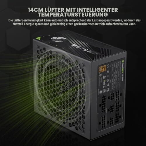 GAMEMAX GM 600B Netzteil PC 600W, Vollmodular, 80Plus Bronze, Active PFC & DC-to-DC, ATX Single 12V Rail, 140mm Lüfter, Hochwertige Kondensatoren, 7 Schutzfunktionen, 3 Jahre Garantie, Schwarz Bild 6