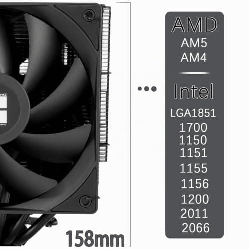 TR-Thermalright Peerless Assassin 140 Black CPU-Kühler, Double Tower mit 6 Heatpipes, Dual PWM Lüfter mit 1500U/min,Schwarz Top Cover, für AM5/AM4, Intel lga1851/1700/115X/1200/2011 Bild 6
