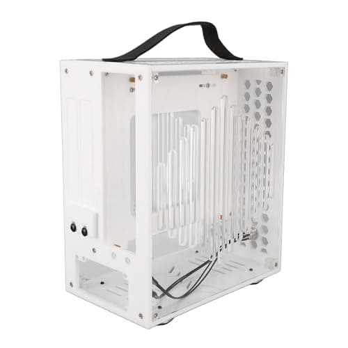 ASHATA Tragbares Miniatur-ITX-Desktop-Gehäuse mit Effizientem Luftstrom für Gaming-Unternehmen, Transparentes Acryl, 23 X 20,5 X 12 cm (White) Bild 4