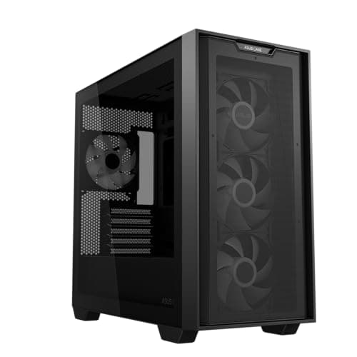 ASUS A21 Plus TG ARGB Black microATX PC Gehäuse (vorinstallierte ARGB-Lüfter, Mesh Frontpanel, kompatibel mit Mainboards mit versteckten Anschlüssen, 360-mm-Radiatoren, 380-mm-Grafikkarten, schwarz) Schwarz A21 Plus TG Bild 3