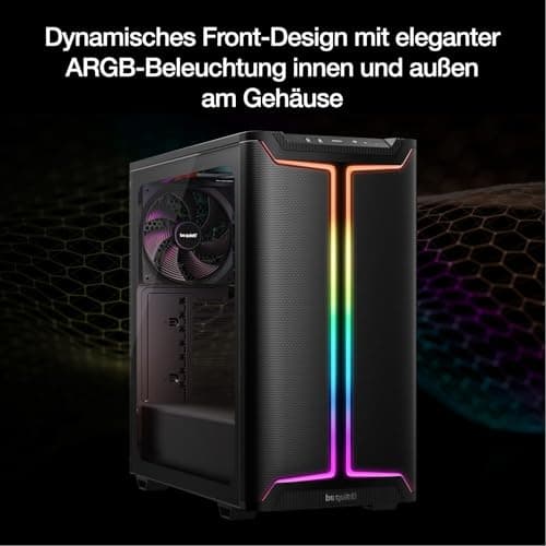 be quiet! Pure Base 501 DX Black PC-Gehäuse, 3 vorinstallierte Pure Wings 3 140mm PWM-Lüfter, hoher statischer Druck, dynamisches Front-Design mit eleganter ARGB-Beleuchtung innen und außen Bild 8