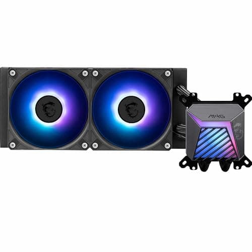 MSI MAG CORELIQUID A15 240 AIO CPU Liquid Cooler - Kupfersockel mit voller Abdeckung, verbessertes Wasserkanaldesign, ARGB GEN2, CycloBlade 9 Lüfter, Split-Flow Radiator, Lüfter mit Rifle-Lager