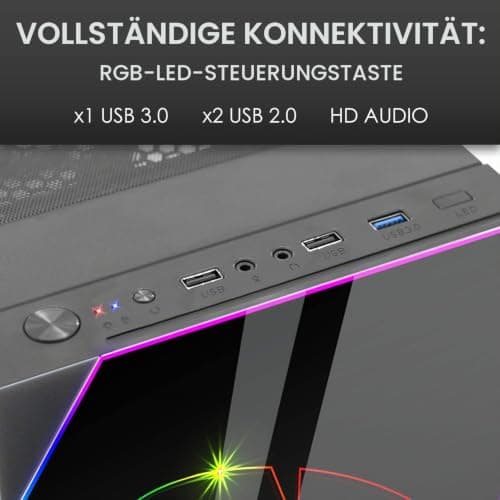 EMPIRE GAMING – PC Gehäuse Spartan ARGB mittelgroßer Gehäuseturm ATX – Fassade mit LED Hintergrundbeleuchtung und Seitentür aus Sicherheitsglas – 1 Ventilator LED RGB adressierbar 120 mm Bild 6