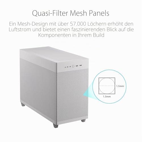 ASUS Prime AP201 MicroATX Gehäuse weiß (33 Liter, unterstützt 280- & 360-mm-Kühler, Grafikkarten bis 338 mm Länge und Standard-ATX-Netzteile) Bild 6