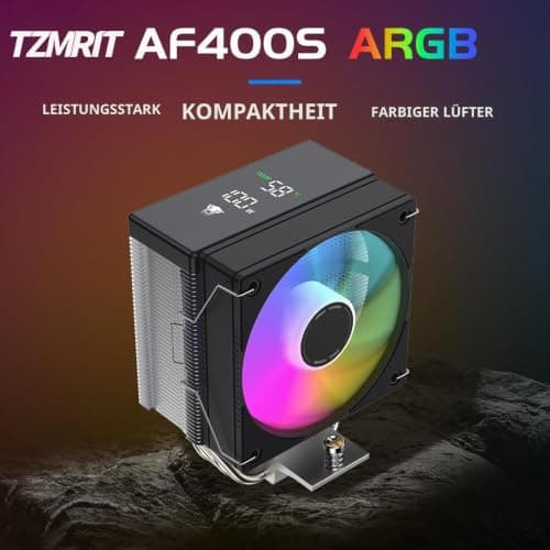TZMRIT AF400S DGT ARGB CPU Kühler mit Temperaturanzeige Display,für Intel LGA 1700/1200/115X/1851, für AMD AM4/AM5 (DIGITAL) Black Bild 4