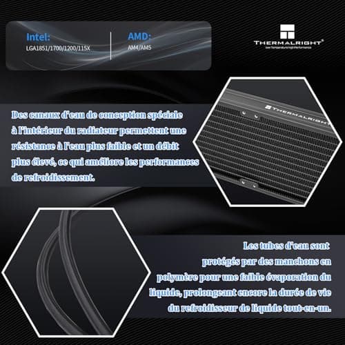 Thermalright Aqua Elite 360 V5 ARGB Black CPU-Flüssigkeitskühler, 360 mm Kühlkörpergröße, 3x TL-S12 PWM Lüfter, für AM4/AM5, Intel LGA115X/1200/1700/1851, AIO CPU-Kühler 360mm Schwarz Bild 6