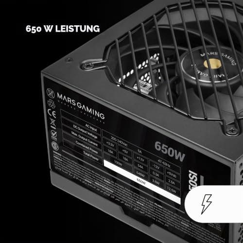 Mars Gaming MPB650SI, PC-ATX-Netzteil 650W, 7 Jahre Garantie, 80Plus Bronze 230V, 90% Effizienz, SI Extreme Silence Lüfter mit Kupferkern, AI2-RPM-, DC-DC- und SMD-Technologien, Schwarz Bild 8