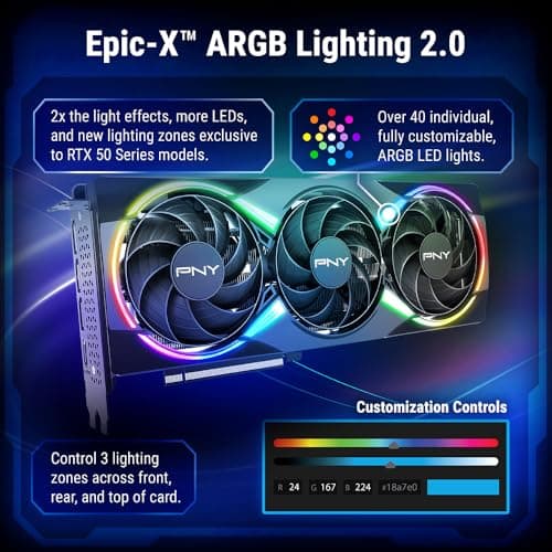 PNY GEFORCE RTX™ 5060 Ti 8GB ARGB Overclocked Triple Fan DLSS 4 VCG5060T8TFXXPB1-O ARGB OC Triple Fan Bild 6