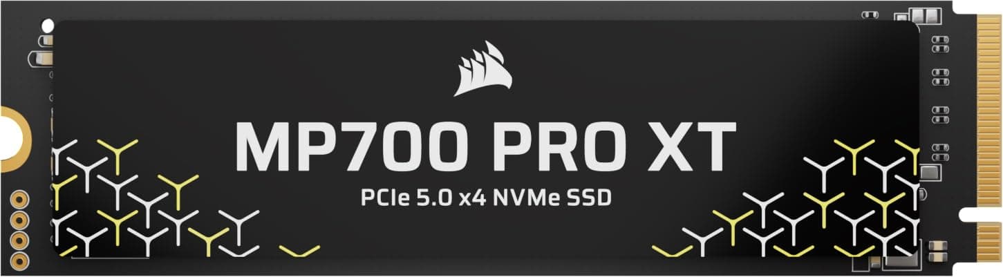 Corsair MP700 PRO XT 2TB PCIe 5.0 NVMe M.2 SSD – Bis zu 14.900 MB/s, Gen5-Geschwindigkeit, DirectStorage Ready für Gaming-PCs – Schwarz Bild 2