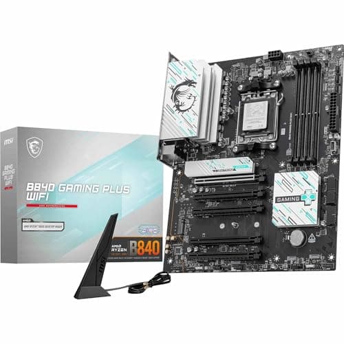MSI B840 Gaming Plus WiFi Mainboard, ATX - Unterstützt AMD Ryzen 9000/8000 / 7000 Prozessoren, AM5 - DDR5 Memory Boost 8000+ MT/s (OC), PCIe 4.0 x16, M.2 Gen4, Wi-Fi 7, 2.5G LAN