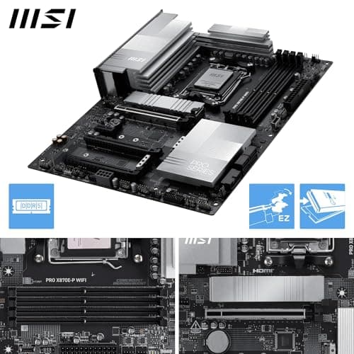 MSI PRO X870E-P WiFi Mainboard, ATX - Unterstützt AMD Ryzen 9000/8000 / 7000 Prozessoren, AM5-60A SPS VRM, DDR5 Memory Boost (8200+ MT/s OC), PCIe 5.0 x16 & 4.0 x16, M.2 Gen5, Wi-Fi 7, 5G LAN Bild 6