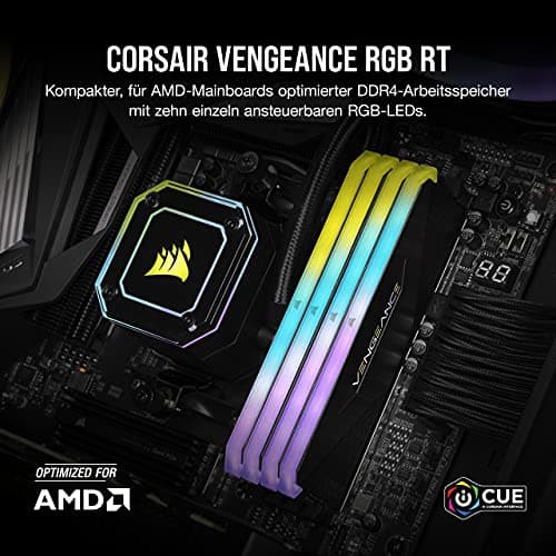 Corsair Vengeance RGB RT 16GB (2x8GB) DDR4 Bis zu 3200MHz C16 Arbeitsspeicher (Dynamische RGB-Beleuchtung, Optimiert für AMD 300/400/500 Series, Kompatibilität mit Intel 300/400/500 Series) Schwarz 2 x 8GB Bild 4
