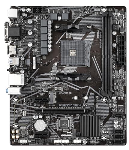 GIGABYTE A520M S2H Mainboard - Unterstützt AMD Ryzen 5000 Serie AM4 CPUs, 4+3 Phasen reines digitales VRM, bis zu 5100MHz DDR4 (OC), PCIe 3.0 x4 M.2, GbE LAN, USB 3.2 Gen 1 Bild 4