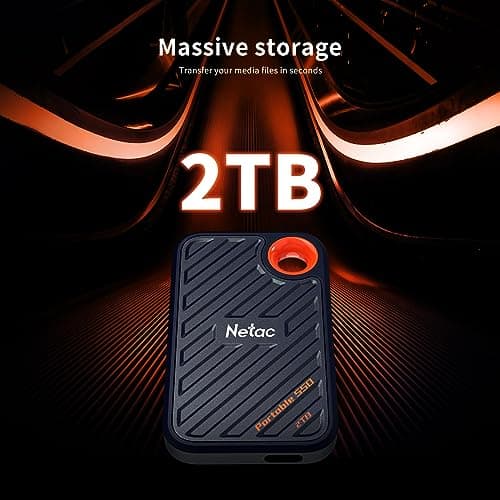Netac ZX20 512GB Extreme 512GB NVMe Portable SSD USB 3.2-C bis zu 2000MB/s Lesebeständig Staubgeschützt Bild 7