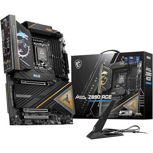 MSI MEG Z890 ACE Mainboard, ATX - Unterstützt Intel Core Ultra Prozessoren (Series 2), LGA 1851-110A SPS VRM, DDR5-Speicher (9200+MT/s OC), PCIe 5.0 & 4.0 x16, M.2 Gen5, Thunderbolt 4, Wi-Fi 7