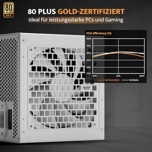 darkFlash PMT750 Vollmodulares ATX 3.1-Netzteil, 80 Plus Gold Effizienz, PCIe 5.1 & 12VHPWR-Unterstützung, 100% Japanische 105°C-Kondensatoren, Kompakte 150-mm-Bauweise (Weiß) 750 Watts Weiß Bild 6