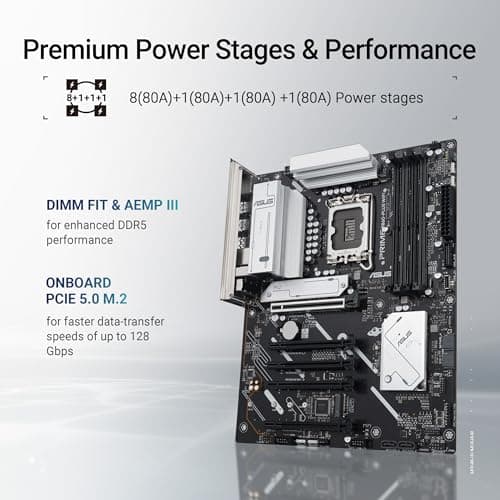 ASUS Prime B860-PLUS WiFi B860 LGA 1851 ATX Motherboard, Intel® Core™ Ultra Series 2 Ready, Advanced AI PC-Ready, 8+1+1+1 Stufen, DDR5, PCIe 5.0, HDMI, USB 20Gbps Type-C®, 2x M.2, WiFi 6E, 2.5GB LAN Bild 6