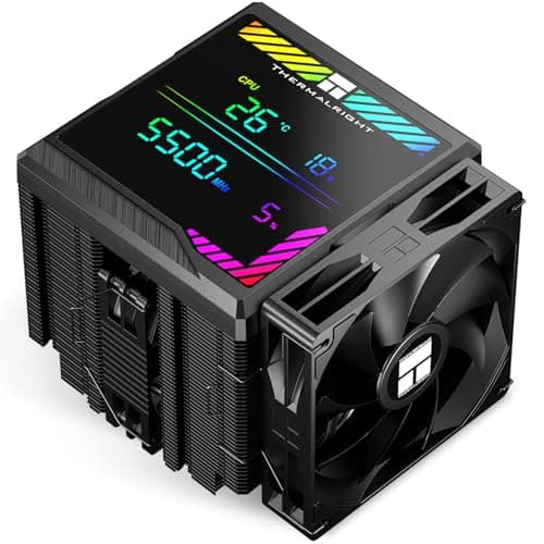 Thermalright Peerless Assassin 140 Digital Black CPU-Kühler, Doppeltürme und Doppelventilator-Kühlung, CPU-Luftkühler, ARGB Digital Screen Top Cover, für AM4/AM5, Intel LGA1851/1700/115X/1200/2011 Schwarz Bild 2