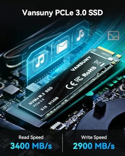 Vansuny SSD 512GB M.2 SSD NVMe SSD Interne SSD 512gb M.2 2280 PCIe TLC Bis zu 3400MB/s Lesen 2900MB/s Schreiben zum Aufrüsten von Gaming PC 512Go m.2 Bild 4