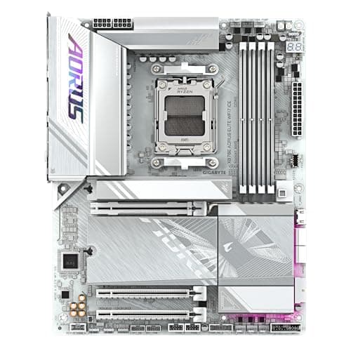 GIGABYTE X870E AORUS Elite WIFI7 Ice Mainboard – Unterstützt AMD Ryzen 9000 Prozessoren, digitales 16+2+2 Phasen VRM, bis zu 8200 MHz DDR5 (O.C.), 3X PCIe 5.0 + 1x PCIe 4.0, Wi-Fi 7, 2.5 GbE LAN Bild 4