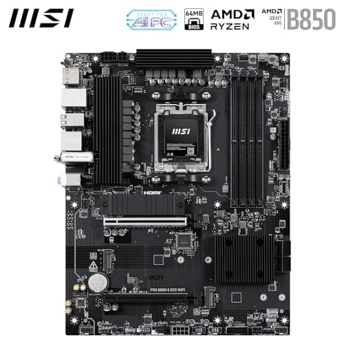 MSI PRO B850-S EVO WiFi Mainboard, ATX - Unterstützt AMD Ryzen 9000/8000 / 7000 Prozessoren, AM5 - DDR5 Memory Boost (bis zu 8200+ MT/s OC), PCIe 5.0 x16 & 4.0 x4, M.2 Gen5, Wi-Fi 7, 5G LAN Bild 4