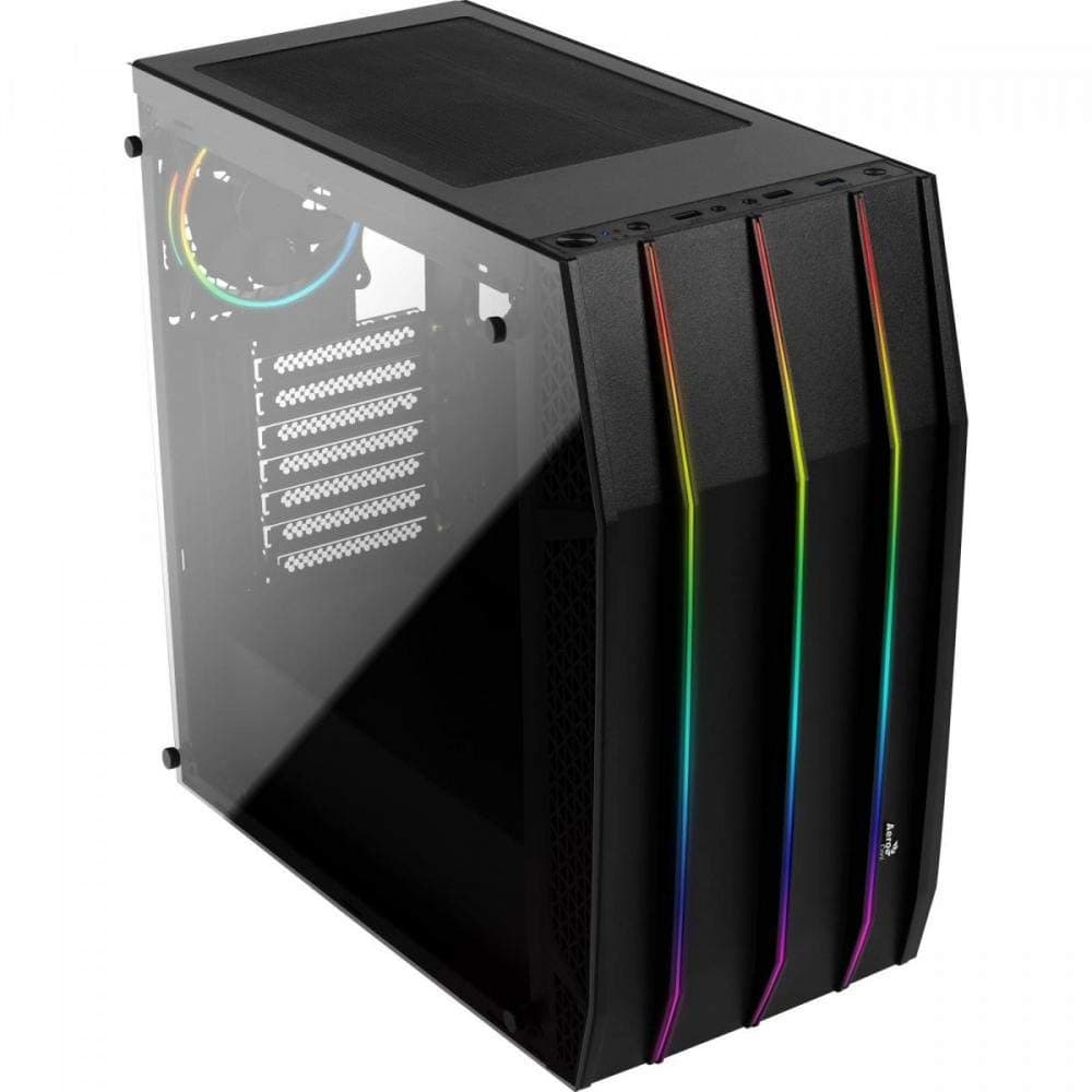 AeroCool KLAW, PC-Gehäuse, ATX, Gehärtetes Glas, Front RGB, 3 RGB-Lüfter, schwarz, única Bild 2