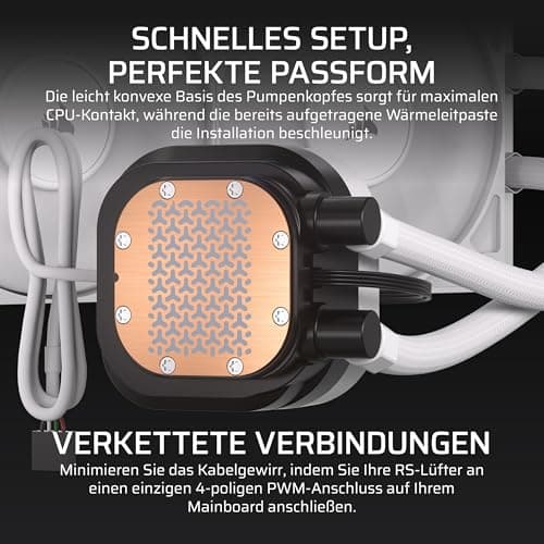 CORSAIR Nautilus 240 RS LCD Flüssig-CPU-Kühler – 2,1-Zoll-IPS LCD-Bildschirm, 240mm AIO, Einfache Daisy-Chain-Verbindungen, Intel LGA 1851/1700, AMD AM5/AM4 – Enthält 2X RS120-Lüfter – Weiß Bild 8