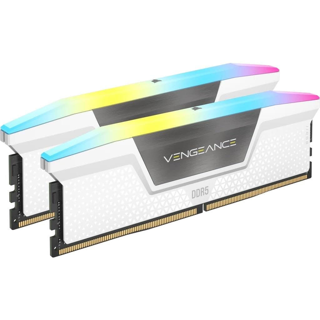 CORSAIR Vengeance RGB DDR5 RAM 64GB (2x32GB) Bis zu 6000MHz CL32-40-40-84 1.40V Intel XMP 3.0 Desktop-Arbeitsspeicher – Weiß (CMH32GX5M2B6000C28) Bild 2