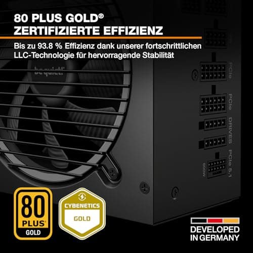 be quiet! Pure Power 13 M 550W Netzteil, 80 Plus® Gold Effizienz, ATX 3.1-Netzteil, für PCIe 5.1 GPUs, 120mm be quiet! Lüfter, semi-passiver Betrieb möglich, LLC-Technologie, Single-Rail Bild 6