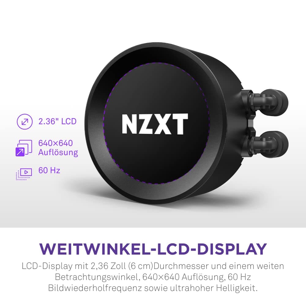 NZXT Kraken Serie – AIO CPU-Flüssigkeitskühler – Anpassbares LCD-Display – Hochleistungs-Lüfter – Kompatibel mit Intel® & AMD® Sockel – Elite 280 – Schwarz Kraken Elite 2023 280mm Schwarz Bild 5