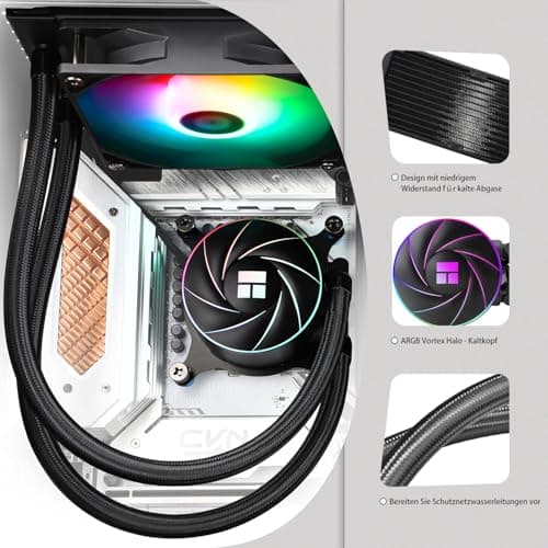 TR Thermalright AQUA ELITE 240 ARGB Liquid CPU Kühler, 240mm Aio Kühlung, Double PWM Lüfter Low Noise-ARGB, für AMD AM4/AM5, Intel LGA1851/1700/115x/1200 (Schwarz) Bild 4