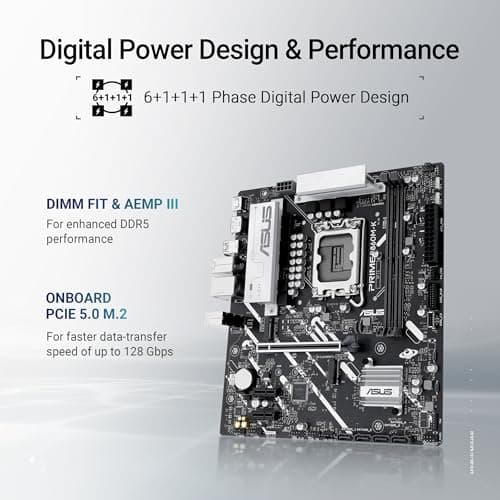 ASUS Prime B860M-K Mainboard Sockel Intel LGA 1851 (Intel B860, mATX, DDR5 Speicher, PCIe 5.0, 1x PCIe 4.0 M.2, Aura Sync) Bild 6