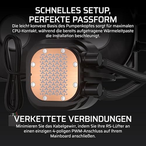 CORSAIR Nautilus 240 RS LCD Flüssig-CPU-Kühler – 2,1-Zoll-IPS LCD-Bildschirm, 240mm AIO, Einfache Daisy-Chain-Verbindungen, Intel LGA 1851/1700, AMD AM5/AM4 – Enthält 2X RS120-Lüfter – Schwarz Bild 8