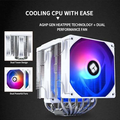 Thermalright Peerless Assassin 120 Digital ARGB CPU-Kühler mit 6 x 6 mm Heatpipes, magnetische Anzeigetafel, Kühlkörper-CPU-Kühler, für AM4/AM5 und Intel lga1700/1851/1150/1151/1200, Weiß Bild 4