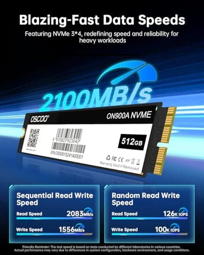 512GB NVMe SSD PCIe Gen3.0x4 Interne Festplatte bis zu 3500MB/s Lesen & 3000MB/s Schreiben, NVMe 3D NAND Technik, NUR KOMPATIBEL mit macOS 10.13+, für Mac Air/Pro/Mini/iMac (Siehe Beschreibung) Bild 4