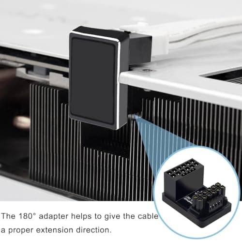12VHPWR 180-Grad-Winkeladapter, Pcie5.0 ATX 3.0 600 W 16-poliger GPU-PCIe-Netzadapter, Buchse auf Stecker für 12+4-polige RTX 3090Ti 4070Ti 4080 4090 Grafikkarte GPU (Typ B) Bild 6