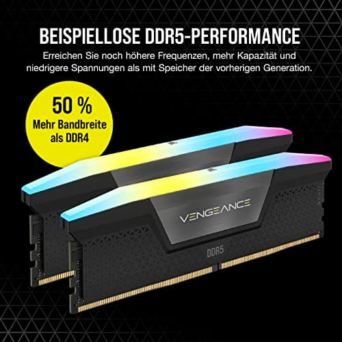 CORSAIR Vengeance RGB DDR5 RAM 32GB (2x16GB) Bis zu 6400MHz CL32 Intel XMP 3.0 Desktop-Arbeitsspeicher – Schwarz (CMH32GX5M2B6400C32) Bild 6