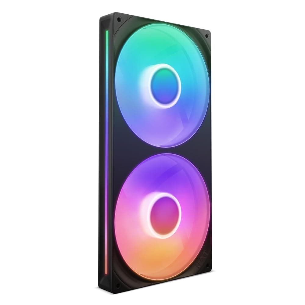 NZXT F280 RGB Core - 280 mm Einzelrahmen-Lüftereinheit mit 2 x 140 mm RGB-Lüftern - Drehzahl- und Beleuchtungssteuerung - Hoher statischer Druck und Luftstrom - 8 aRGB-LEDs pro Lüfter - Schwarz Schwarz 280mm