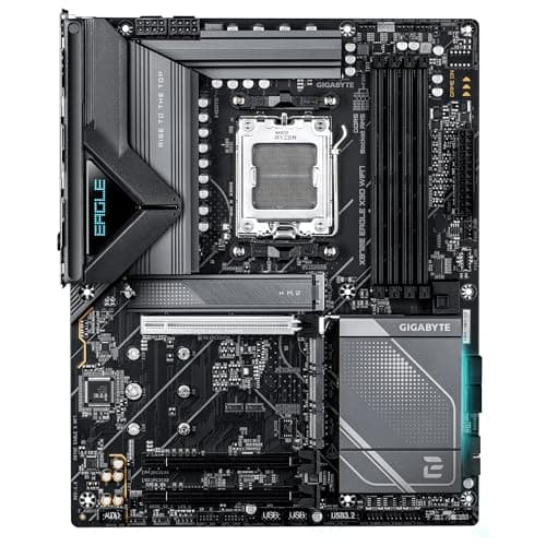 GIGABYTE X870E Eagle X3D WIFI7 Mainboard – Unterstützt AMD Ryzen 9000 CPUs, digitales 14+2+2-Phasen-VRM, bis zu 9000 Hz DDR5 (OC), 1× PCIe 5.0 + 3× PCIe 4.0, Wi-Fi 7, 5-GbE-LAN, USB 4 Bild 4