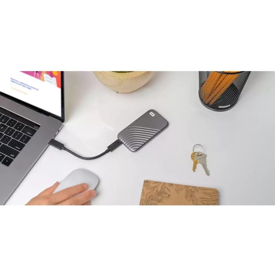 WD My Passport SSD 4 TB mobiler SSD Speicher (NVMe-Technologie, USB-C und USB 3.2 Gen-2 kompatibel, Lesen 1050 MB/s, Schreiben 1000 MB/s) Space-Grau 4 TB Space-Grau Bild 3