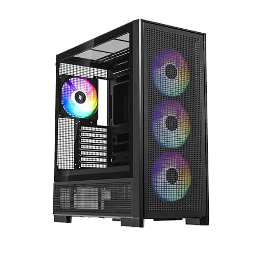 Air 2000 A-RGB Black Midi Tower PC-Gehäuse, Glas-Seitenfenster, 7 RGB-Lüfter, extremer Airflow, ASUS BTF & MSI Project Zero, PWM / 3- & 4-Pin, 420mm Radiator, E-ATX, ATX/mATX/ITX, USB-C Schwarz AIR 2000 Bild 2