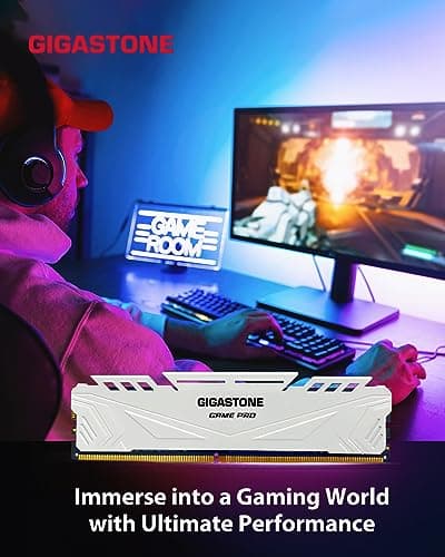 【DDR4 RAM】 GIGASTONE Game PRO 32GB Kit(2x16GB) DDR4 3200MHz PC4-25600 CL16-18-18-40 Intel XMP 2.0 AMD Ryzen 1.35V UDIMM 288Pin Nicht-ECC ungepuffert Desktop Hochleistung Arbeitsspeicher RAM-Weiß Bild 8