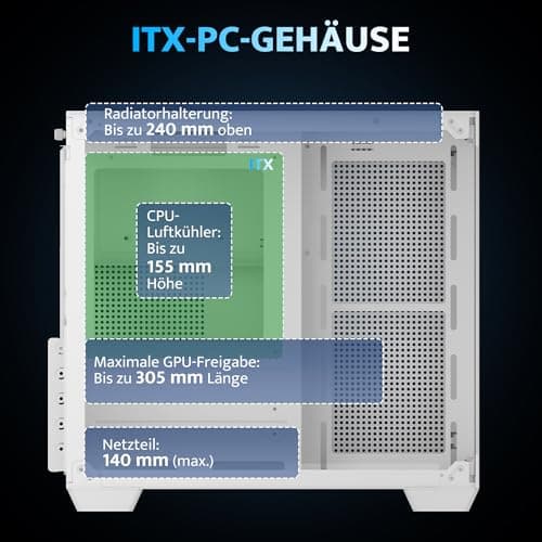 darkFlash ITX-PC-Gehäuse, Vorinstalliert mit 3 PWM-ARGB-Lüftern, Computergehäuse, ITX-Gehäuse mit Vollansicht und Doppeltem Hartglas, Mini-Größe, Unterstützt 240 mm AIO (C275P) (Weiß) Bild 8