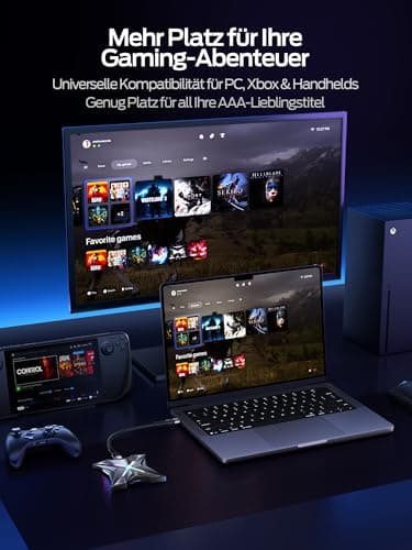 MOVE SPEED Externe Festplatte 2TB, Externe SSD bis zu 2060MB/s mit Magnetischer Befestigung & RGB-Licht, USB 3.2 Gen 2x2 PSSD aus Zinklegierung für PS5, Xbox, iPhone 17/16/15 Pro, Mac, PC Bild 8