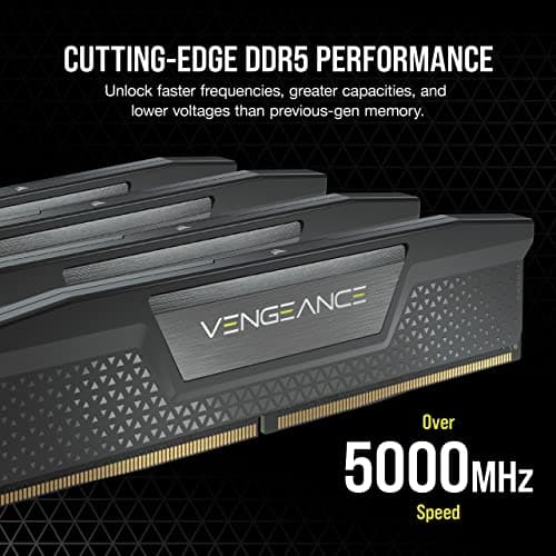 CORSAIR VENGEANCE DDR5 RAM 96GB (2x48GB) Bis zu 5200MHz CL38 Intel XMP 3.0 Desktop-Arbeitsspeicher – Schwarz (CMK96GX5M2B5200C38) 96GB (2x48GB) Schwarz Bild 5