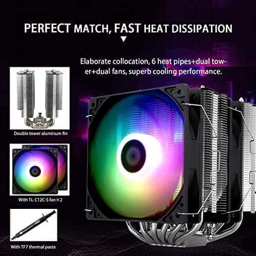 Thermalright Peerless Assassin 120 SE ARGB CPU-Luftkühler, 6 Heatpipes CPU-Kühler, Dual 120mm TL-C12C-S PWM Lüfter, Aluminium Kühlkörperabdeckung, für AM4/AM5/Intel LGA1851/1700/1150/1151/1200 Bild 6