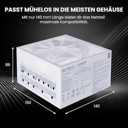 Lian Li SX0850P Netzteil – 850 W Weiß | 80 Plus Platinum Effizienz, Vollmodulare abnehmbare Kabel, ATX 3.1 & PCIe 5.1, Modernes & Leises Gaming-PC PSU 850 Watt Weiß Bild 5