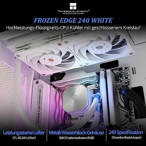 Thermalright Frozen Edge 240 White Flüssig-CPU-Wasserkühler mit 120mm PWM-Lüfter,240 weiß Cold Row Spezifikation,Integrierter Wasserkühlkörper für AMD/AM4/AM5,Intel LGA1700/1150/1151/1200/1851 Bild 4
