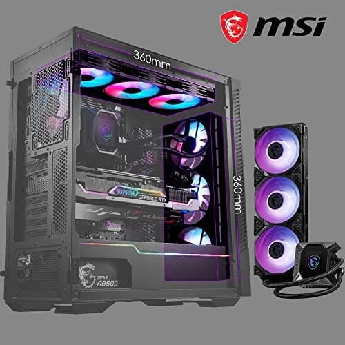 MSI MPG Velox 100R Mid-Tower PC-Gehäuse, geeignet für E-ATX Mainboards, Front aus gehärtetem Glas, 4X 120mm ARGB-Lüfter, Mystic Light, unterstützt 2X 360mm-Kühler & seitliche Lufteinlässe Bild 6